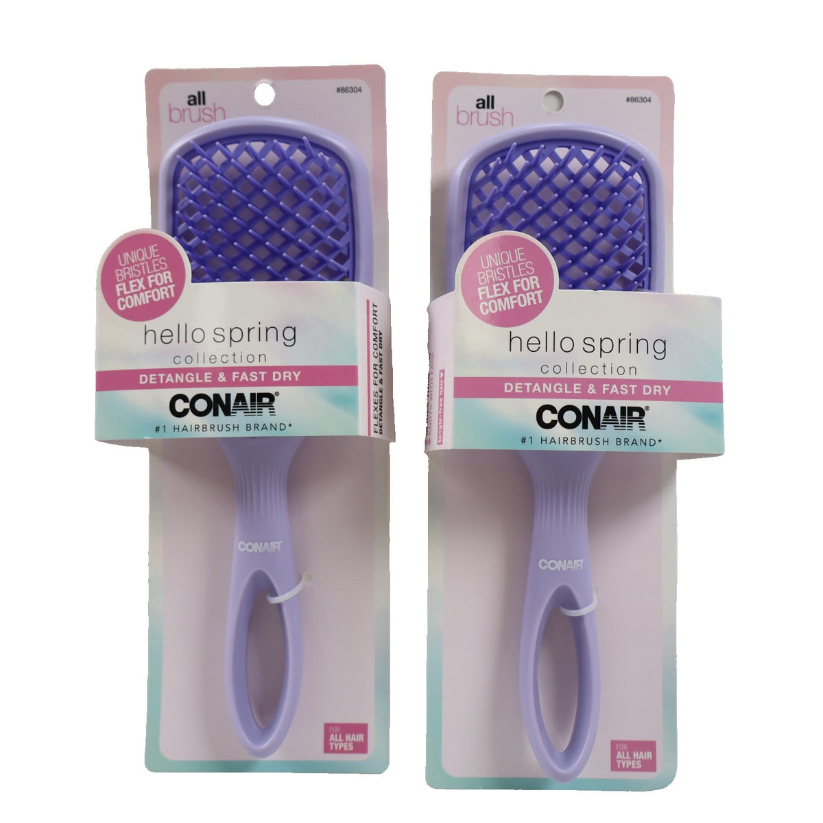 Conair Allbrush Detangling & Fast Dry Vented Hairbrush - Pack of 2, Purple