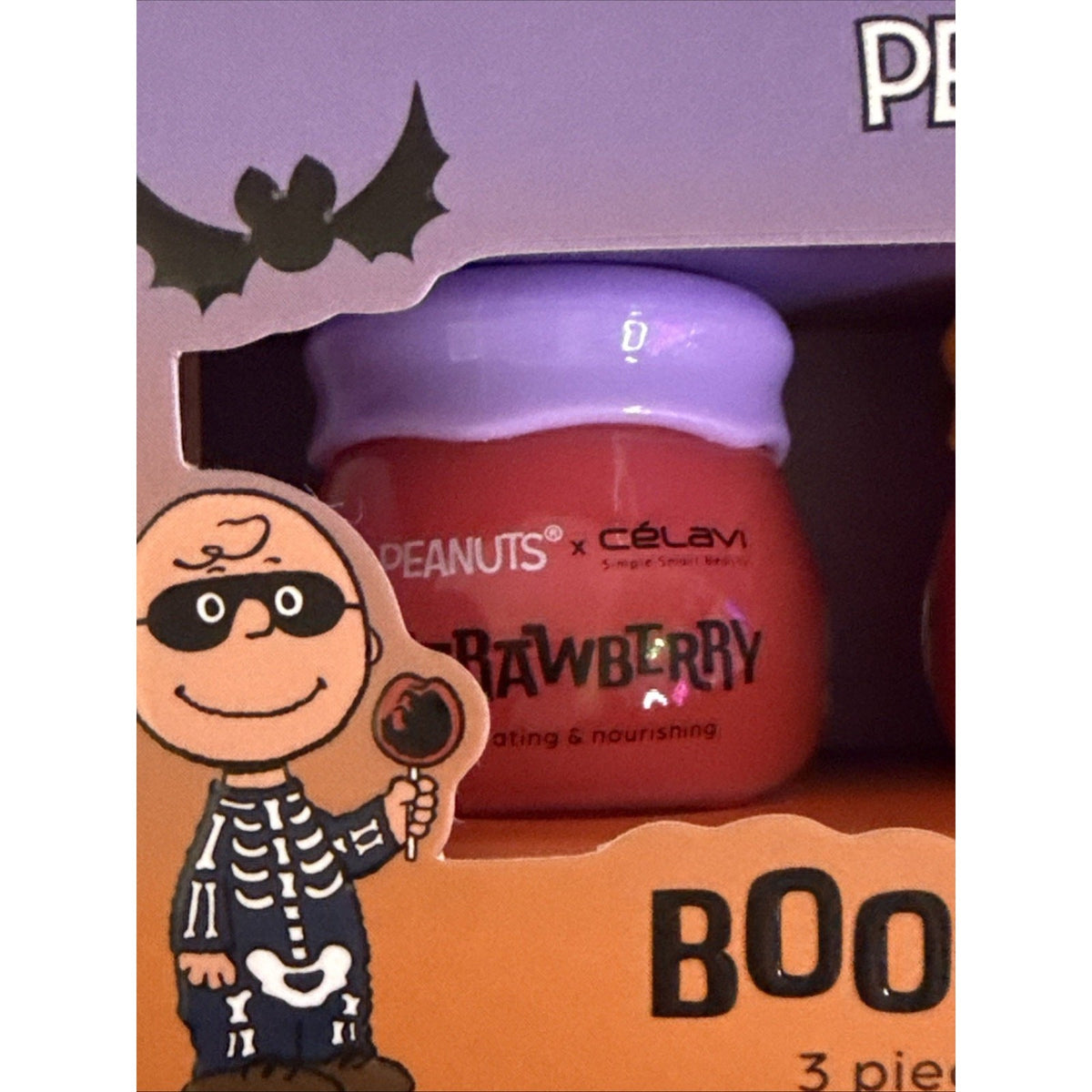 Lip Balm Oil Set with Cherry and Rose Flavors - Snoopy Halloween Boo-Licious 3 Piece