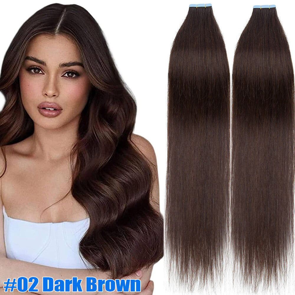 Tape-In Human Hair Extensions Full Head Ombre Remy Hair Weft 24 Inches