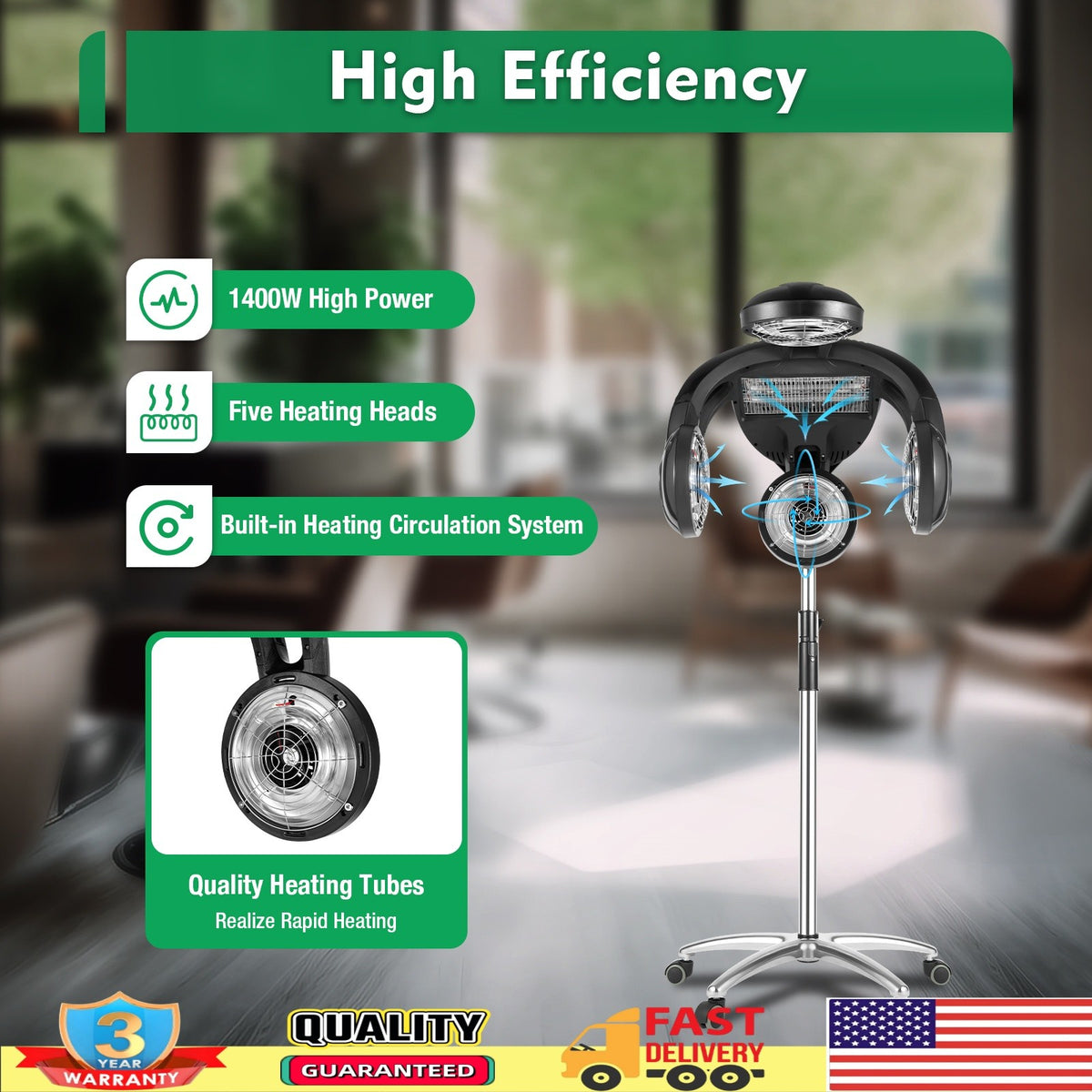 Professional Salon Standing Hair Dryer - Infrared Heat Processor