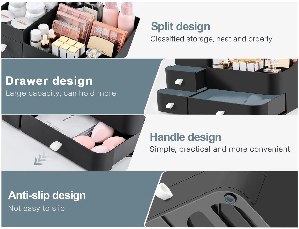 Large Perfume Organizer with Drawers - Men's Vanity Storage & Decor