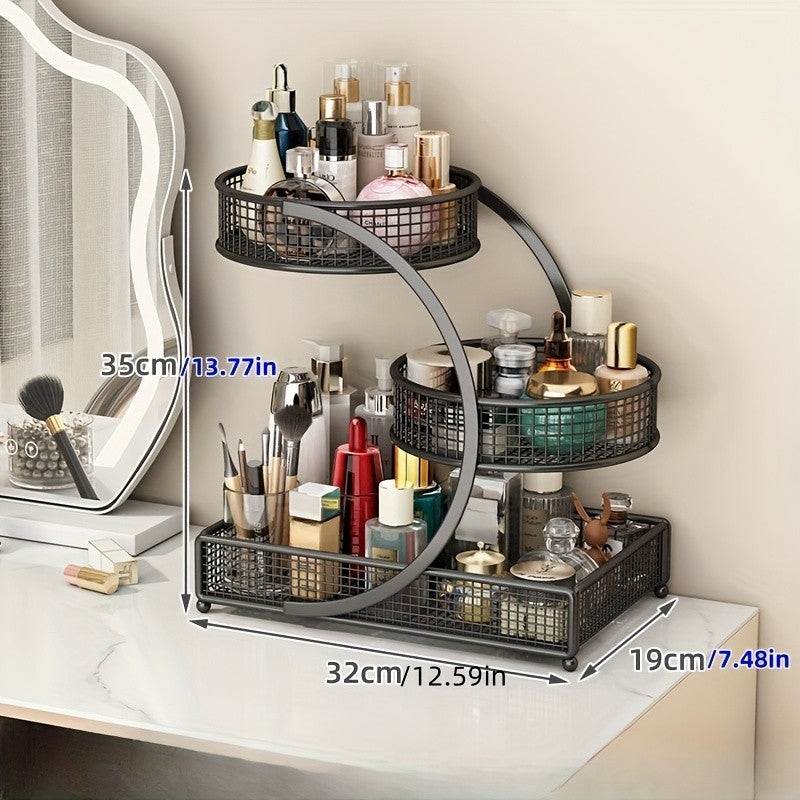 3 Tier Makeup Organizer Storage Rack for Cosmetics and Perfumes - Black