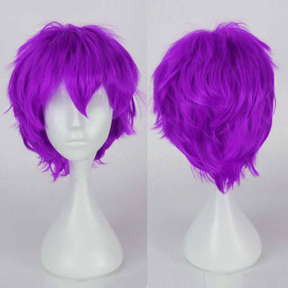 Anime Cosplay Wigs Short Straight Heat-Resistant Synthetic Hair Costume Accessory