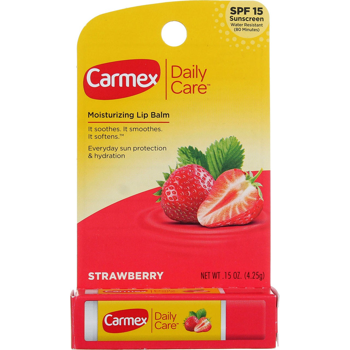 3 Pack Moisturizing Lip Balm Sticks with SPF 15 - Strawberry Flavor