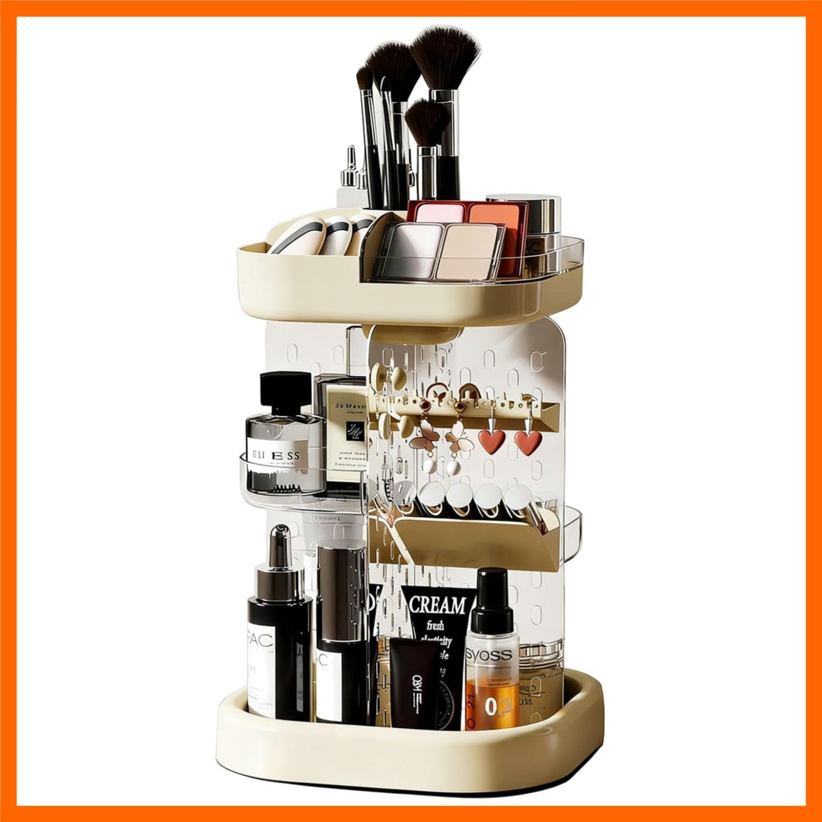 Rotating Makeup Organizer with 360 Spin for Vanity & Bathroom Storage