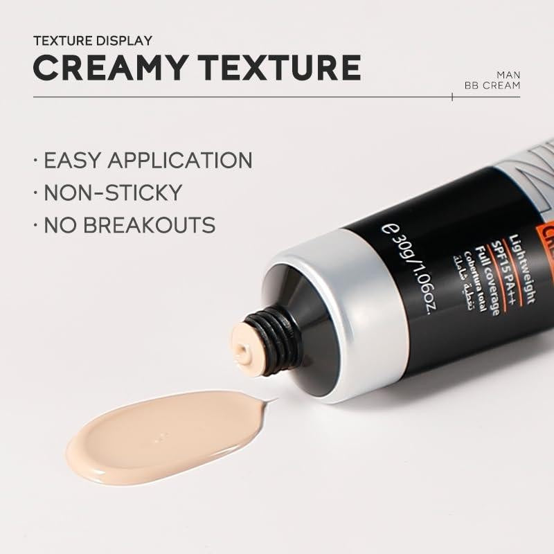 Men's Full Coverage Waterproof BB Cream Concealer with SPF 15 - Natural Tone