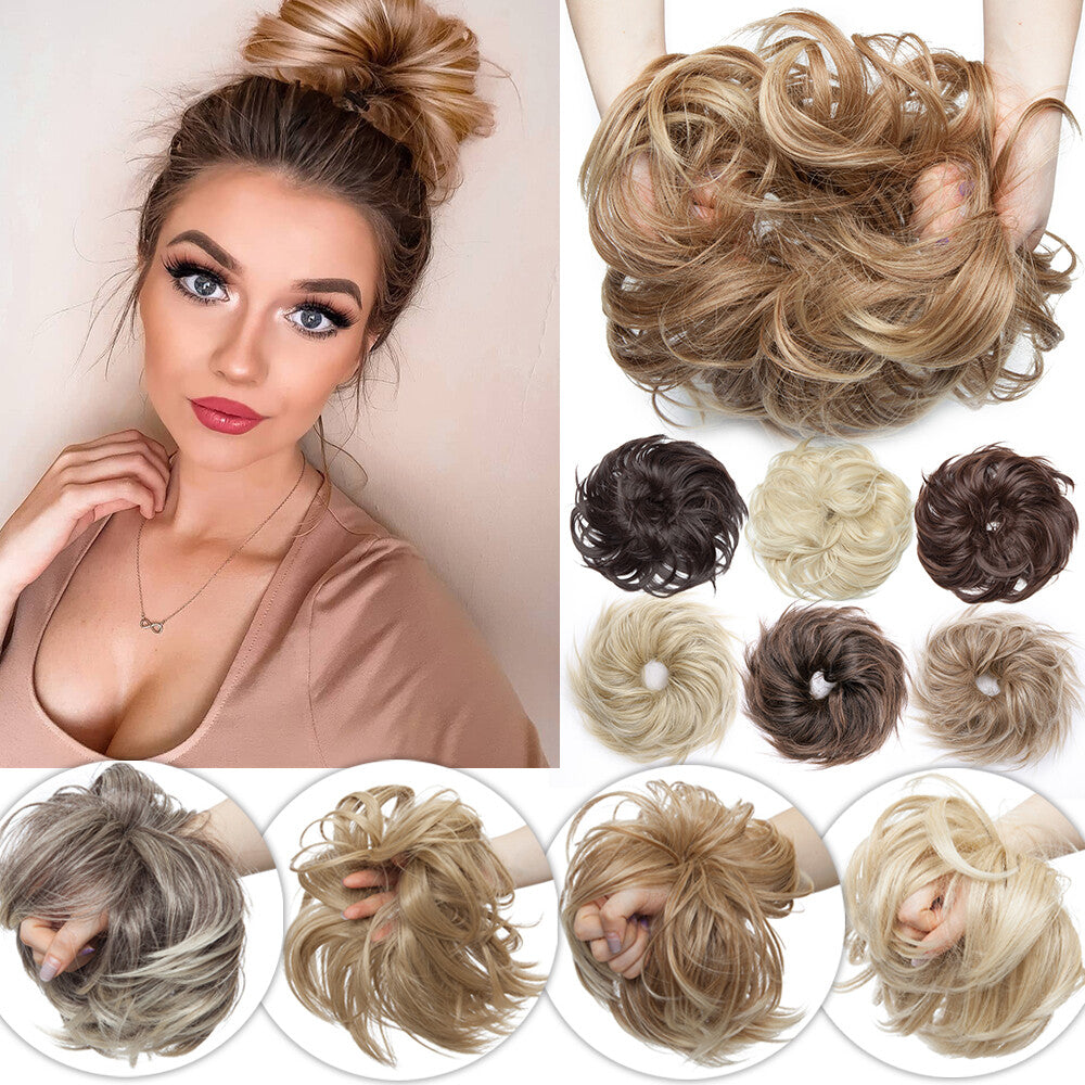Large Messy Bun Hair Extension Wrap-On Ponytail Scrunchie for Voluminous Updo