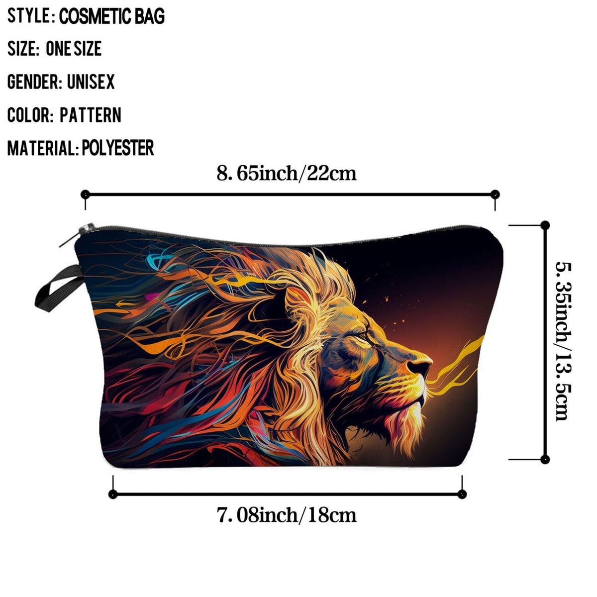 Lion Makeup Bag Small Travel Cosmetic Organizer Zipper Pouch for Women & Girls