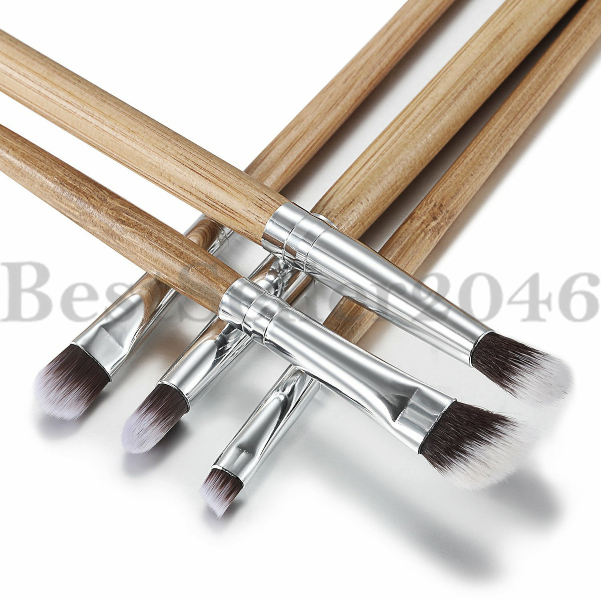 11pcs Bamboo Handle Makeup Brush Set - Cosmetic Powder & Face Tools