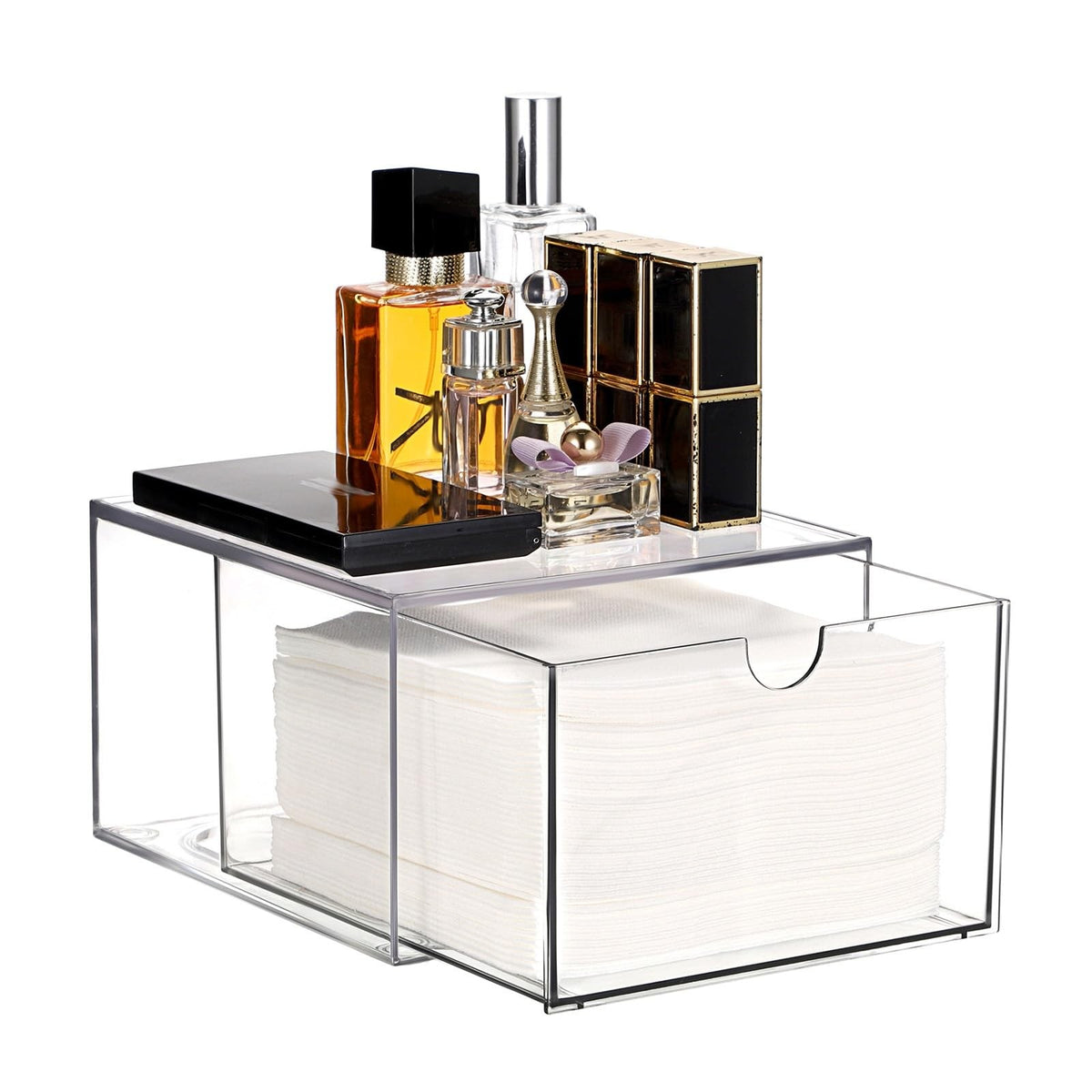 Disposable Face Towel Holder for Bathroom Vanity - Clear Plastic Storage Box