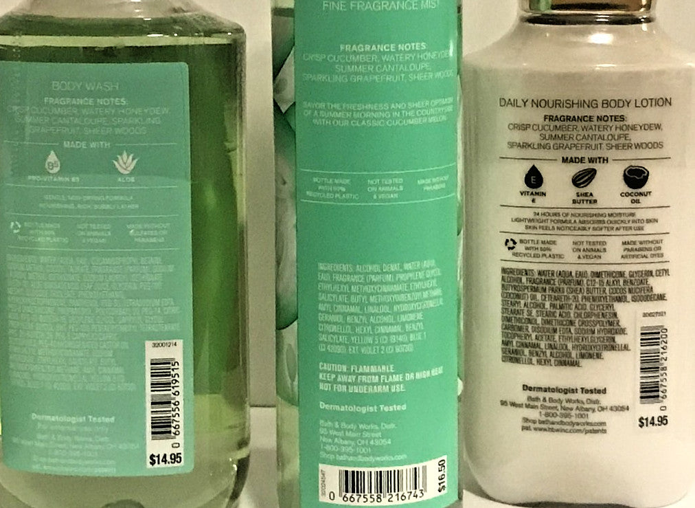 Cucumber Melon Body Care Set - Lotion, Mist & Shower Gel