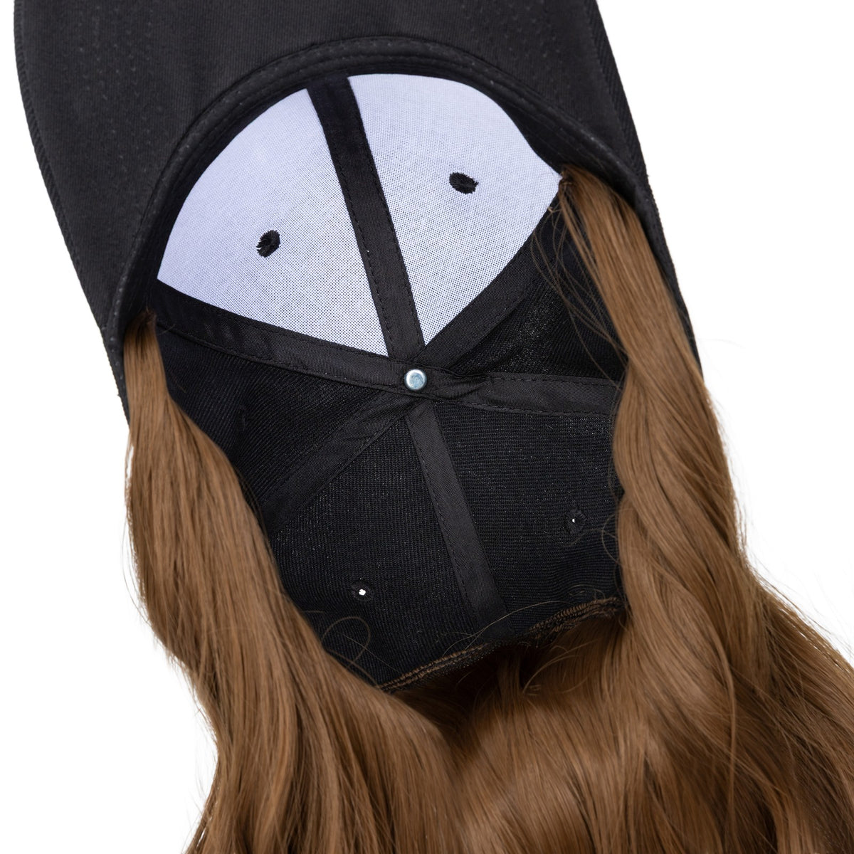 Women Baseball Cap Hat with Wavy Synthetic Hair Wig - Natural, Ombre