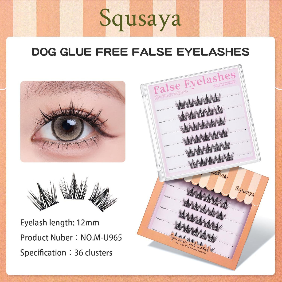 Pre Glued Eyelash Clusters Set U65 - Natural False Lashes for Easy Wear