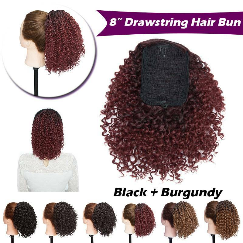 Afro Kinky Curly Ponytail Extensions Clip-In Hair Bun High Puff - Multiple Colors