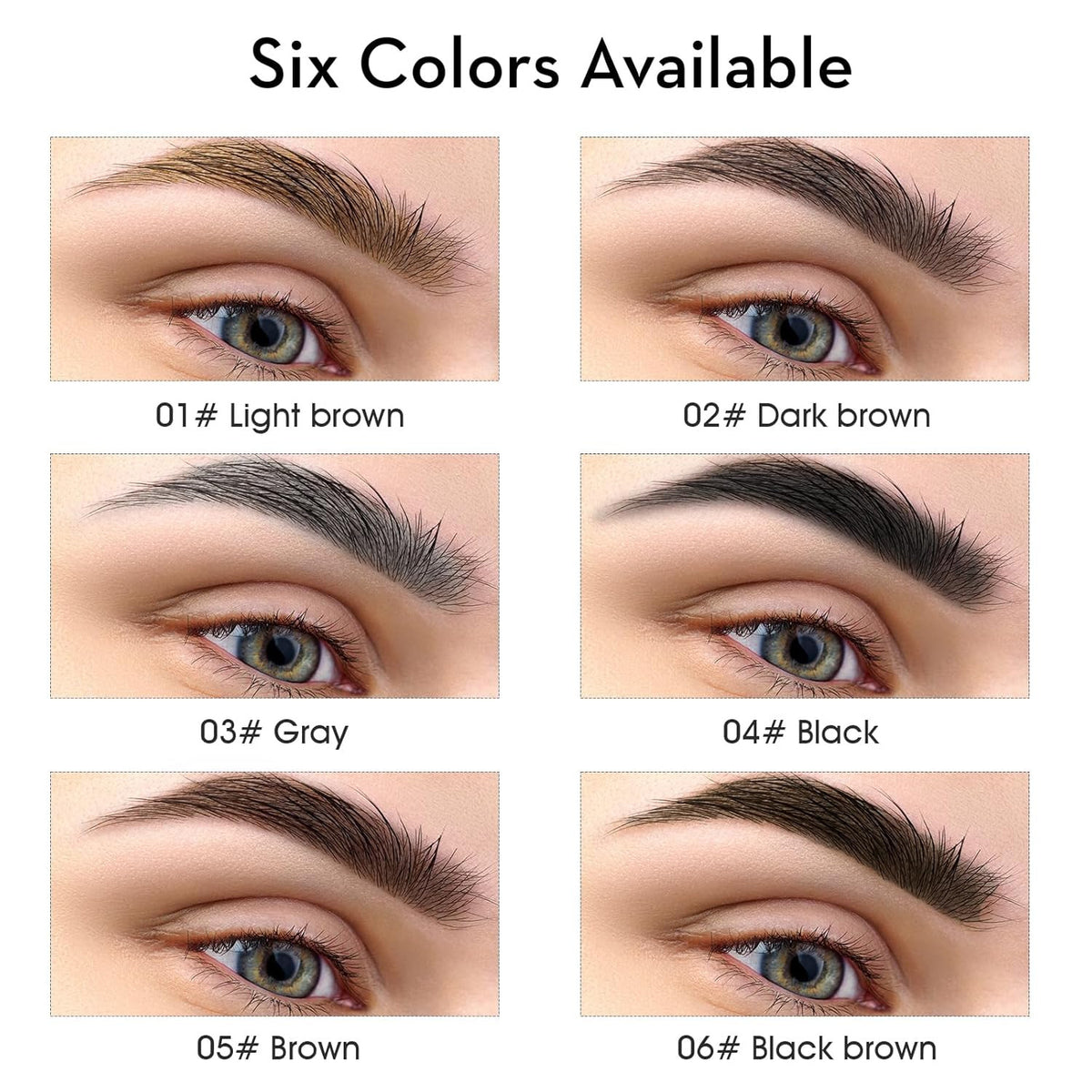 Microblading Eyebrow Pen Set - Waterproof 4-Fork Tip for Natural 3D Brows - Light Brown