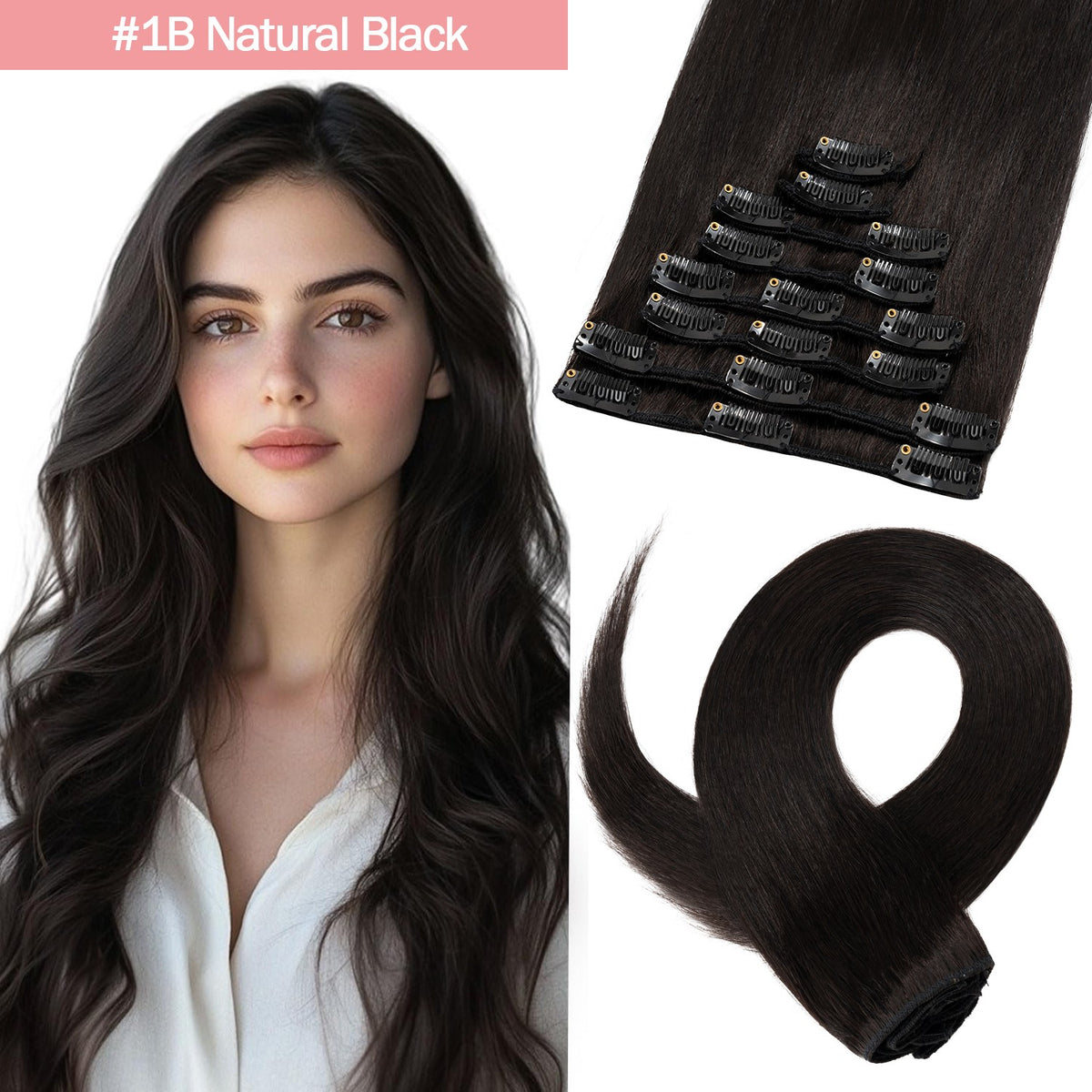 Clip-In Hair Extensions - 100% Real Human Hair Full Head Sets