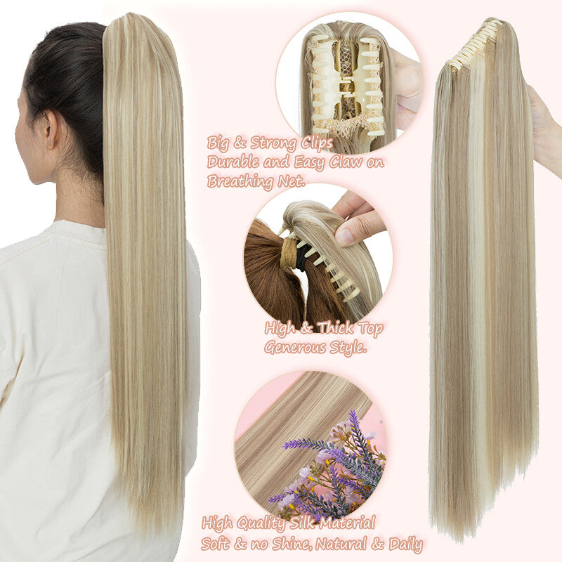 Real Wavy Claw Clip-In Ponytail Hair Extension Extra Thick Synthetic Hair