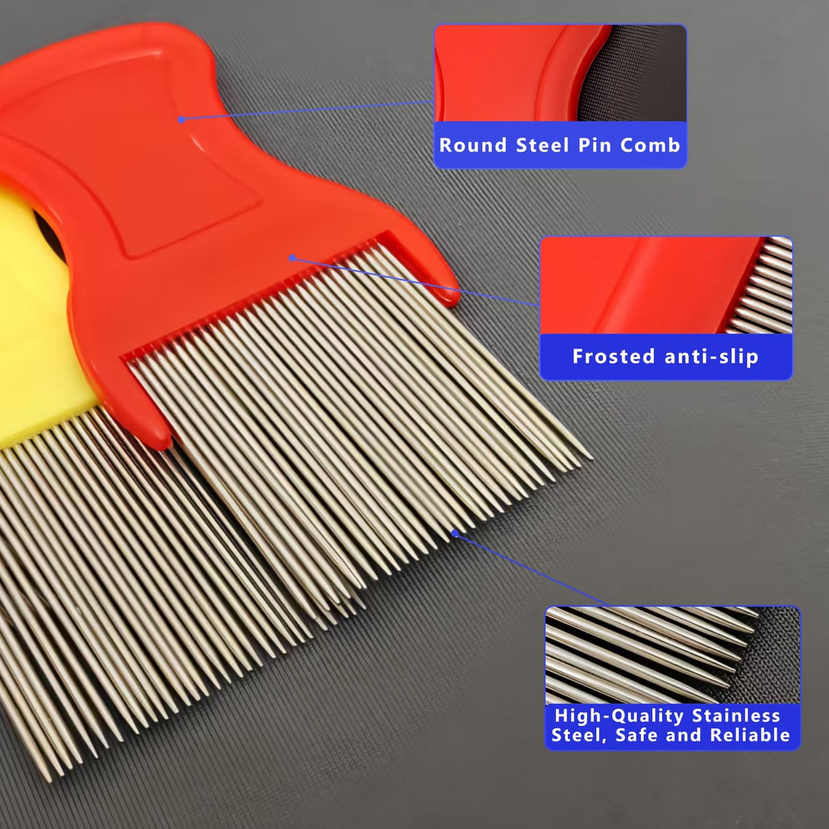 Lice Comb Set - Double Sided Fine Tooth Comb for Head & Pet Flea Removal - 8 Pack
