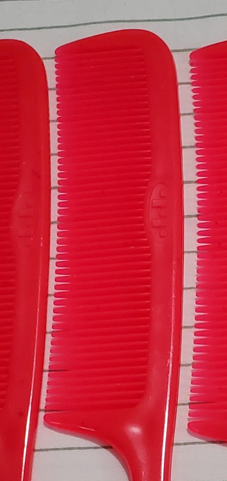 Vintage Tip Top Unbreakable 8-Inch Hair Comb Set - Red, 4 Pack