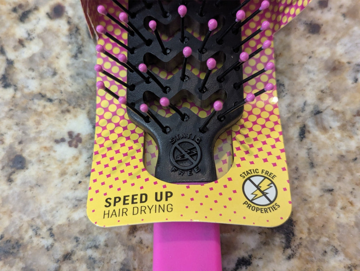 Static Free Vent Hair Brush - Pink, Fast Flo Hair Styling Tool