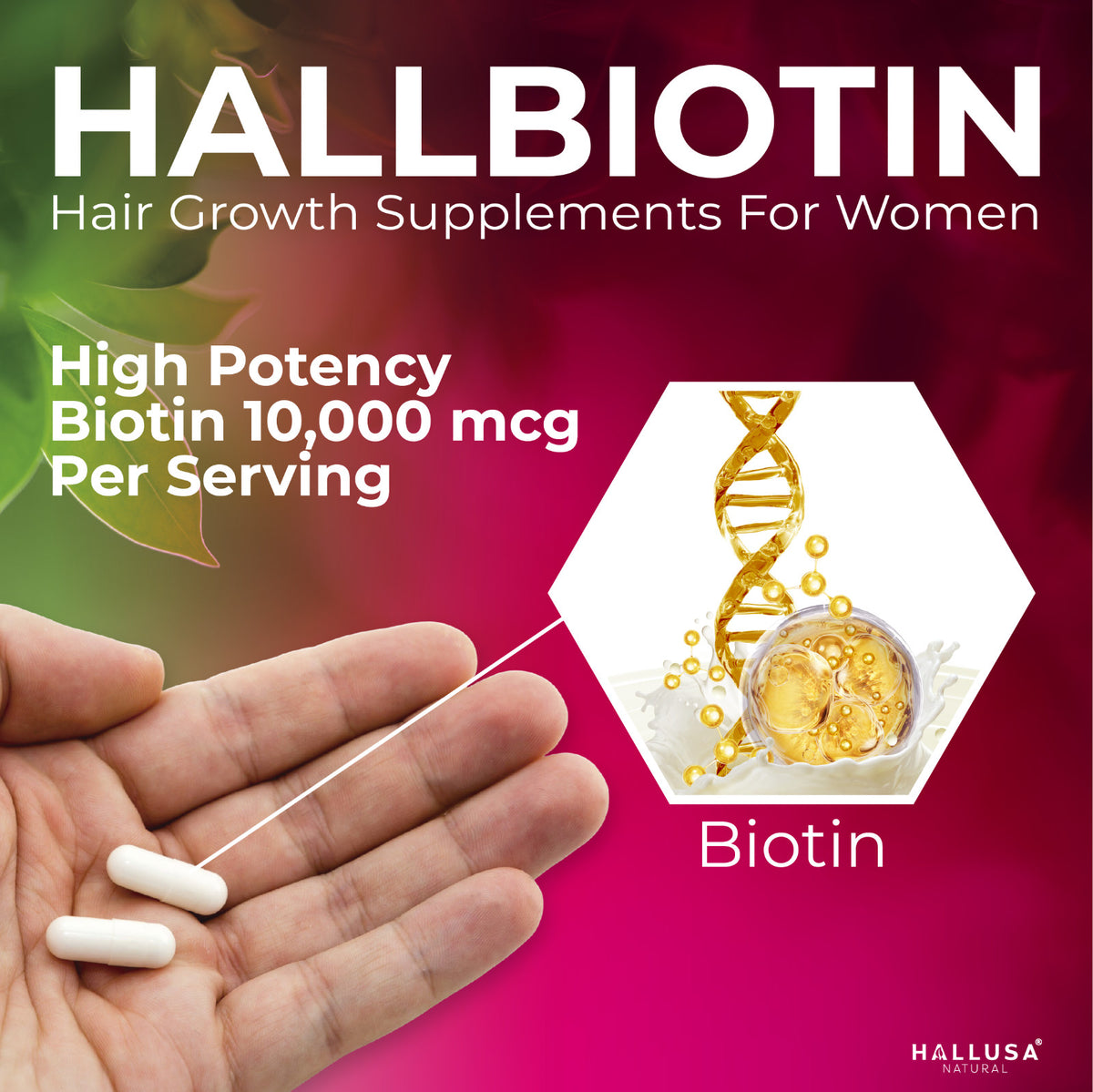 Biotin 10,000 mcg Capsules – Hair, Skin & Nails Support, 60 Count