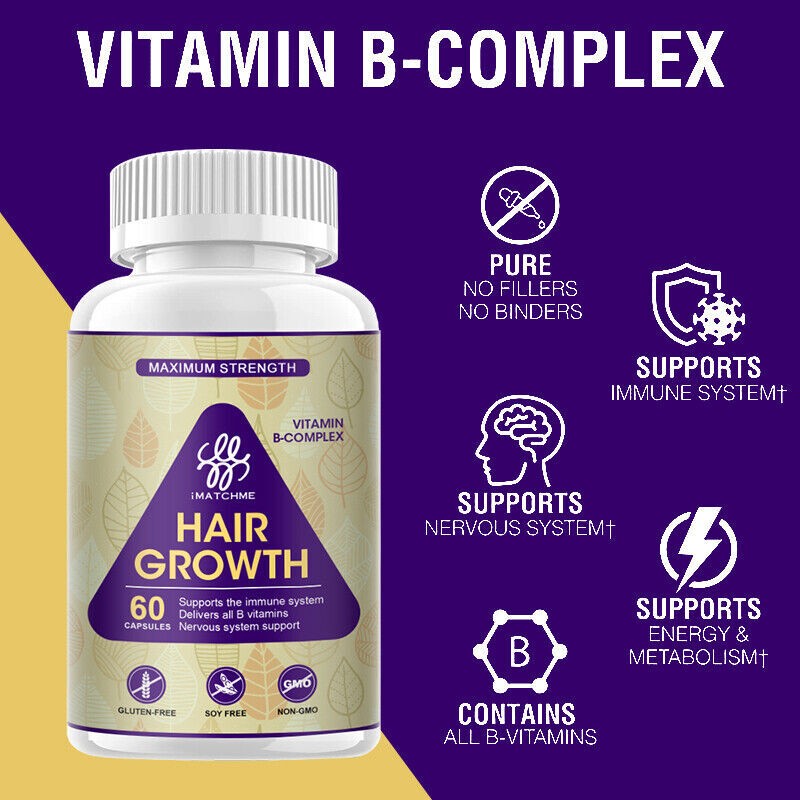 Hair Growth Formula Supplement Pills+Vitamins+Biotin ALL B Vitamins