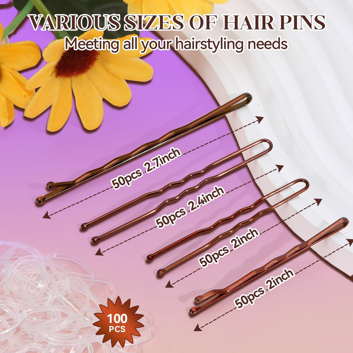 300 Pcs Bobby Pins Hair Kit with Storage 1 Count (Pack of 300), Brown