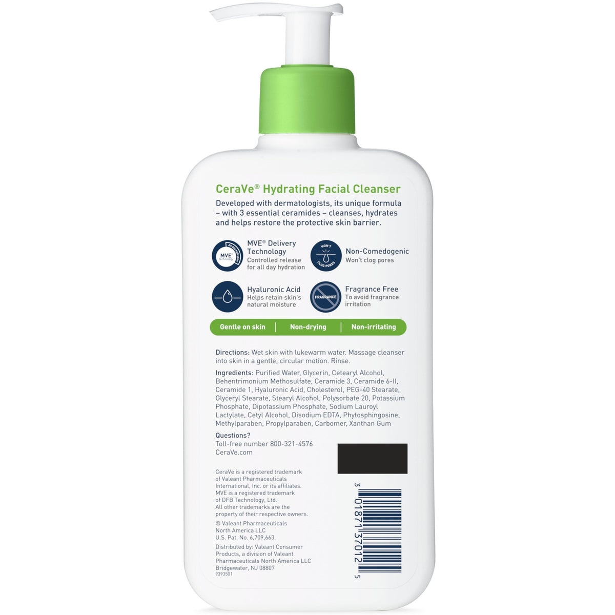 Hydrating Facial Cleanser - 6-Pack 12 Ounce for Daily Skin Care