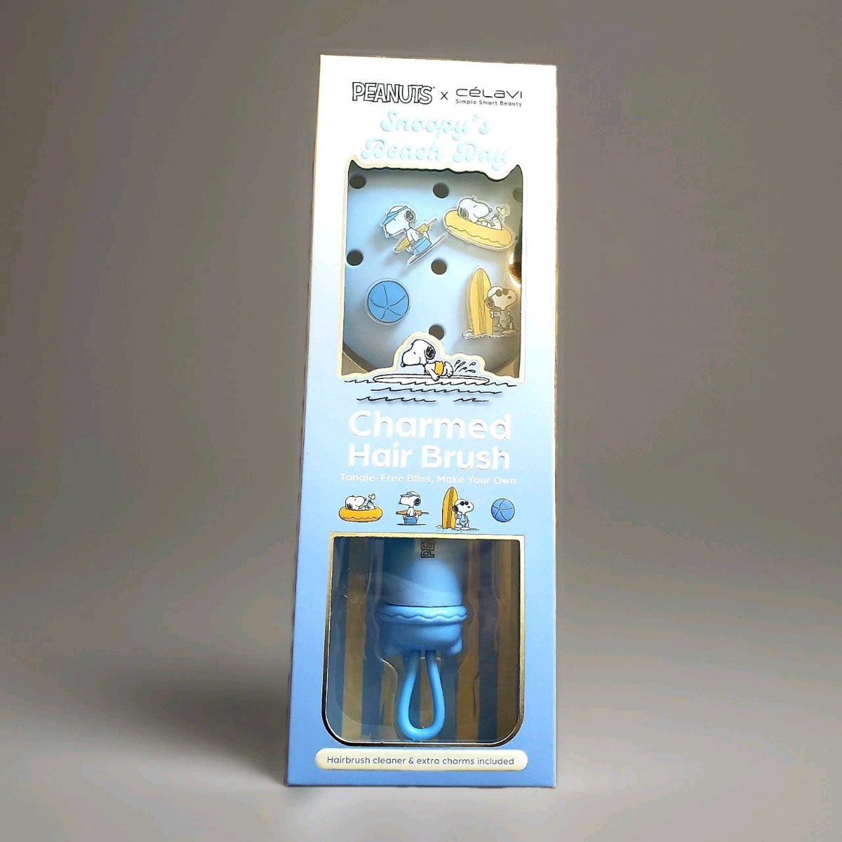 Peanuts Snoopy Beach Day Charms Hairbrush & Brush Cleaner Set