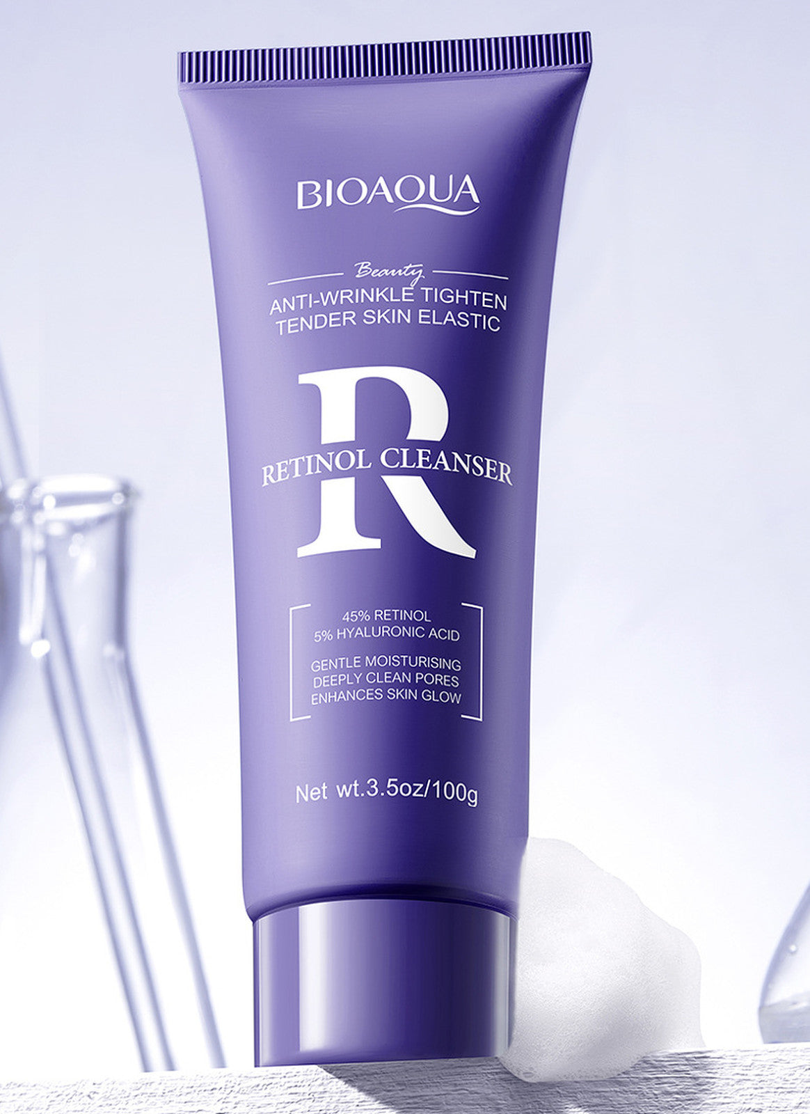 Retinol Facial Cleanser with Hyaluronic Acid - 100g Anti-Aging Skin Care