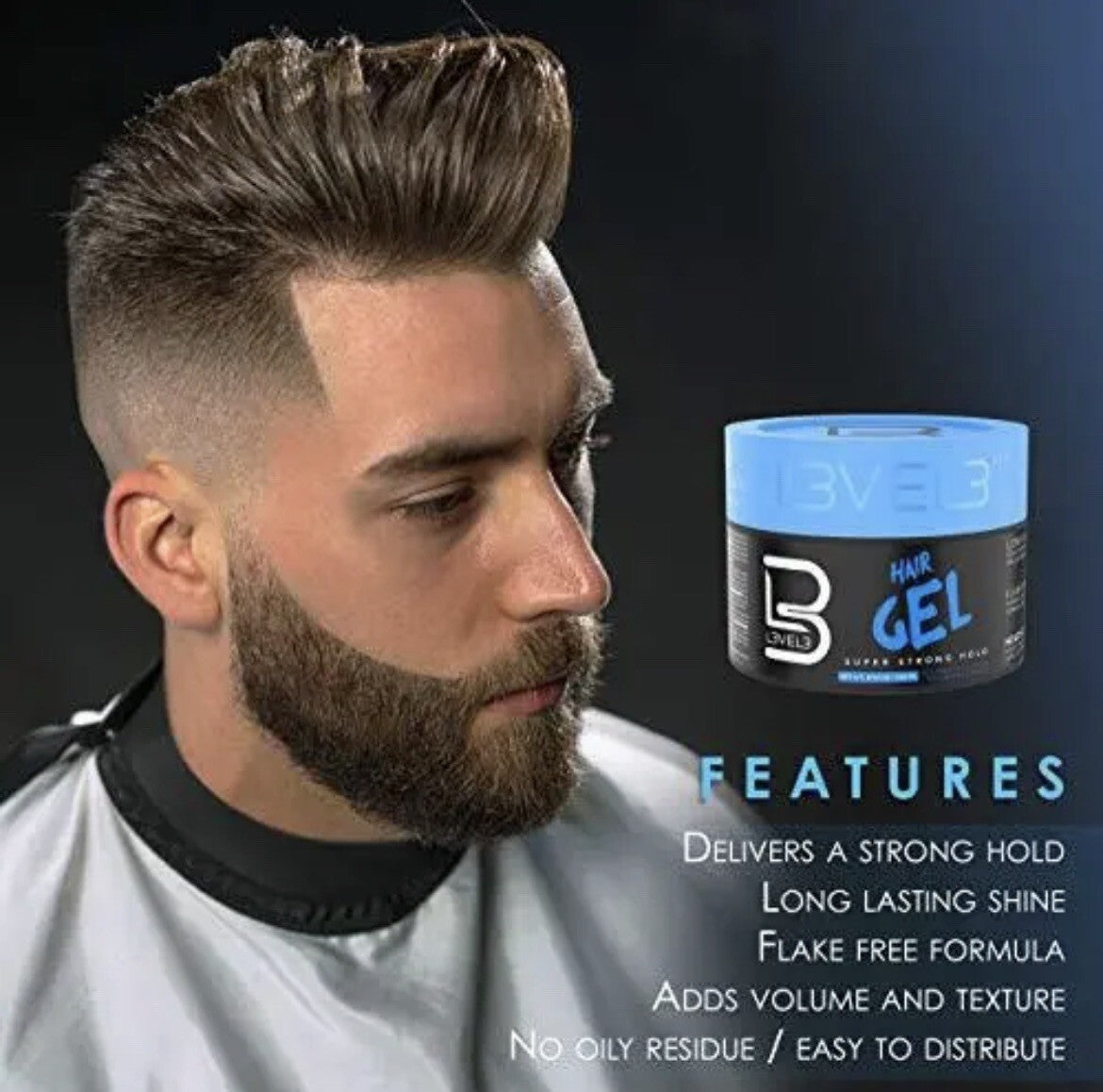 Level 3 Hair Gel - Super Strong Hold, Flake-Free, Long-Lasting Shine 500ML