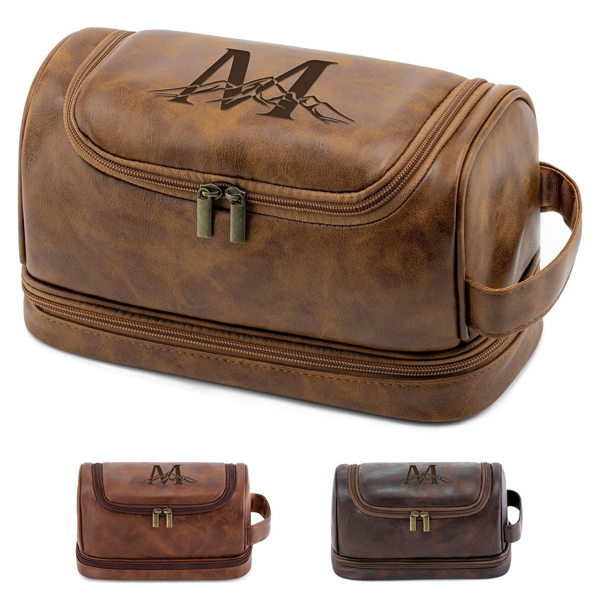 Personalized Men's Toiletry Bag Travel Organizer Waterproof PU Leather Gift