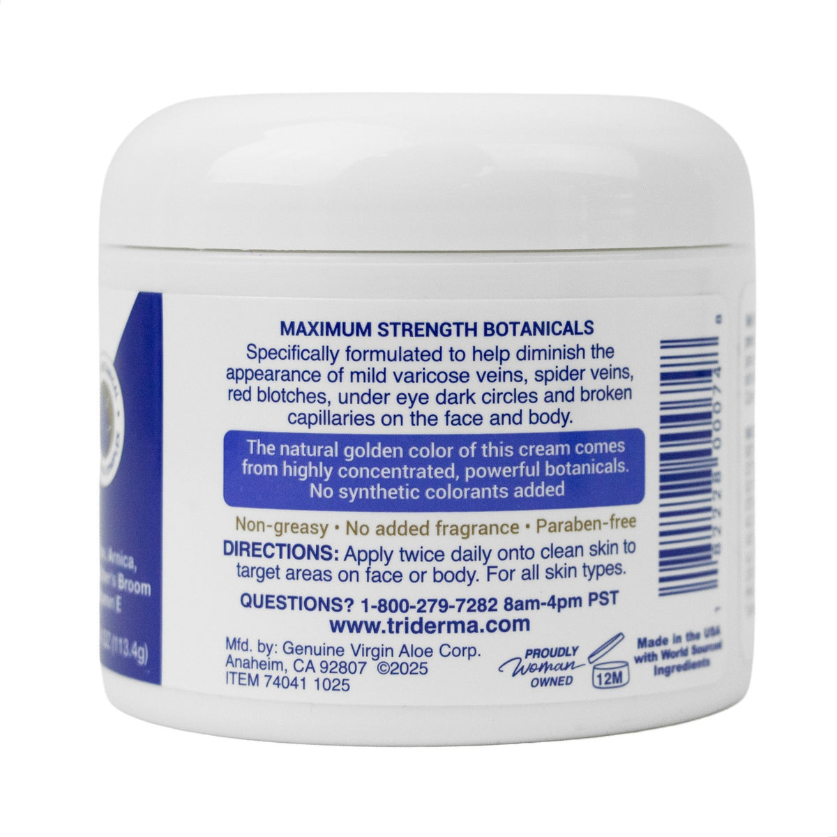 Vein Defense Face & Body Cream for Redness & Spider Veins - 4 oz
