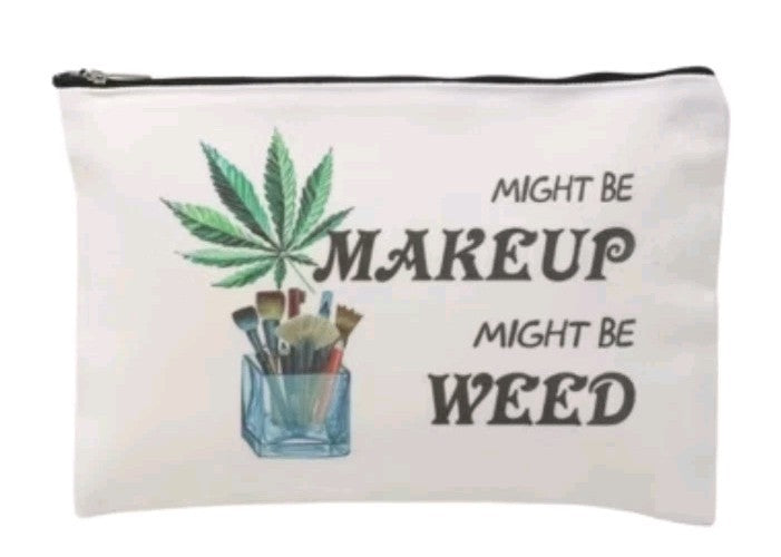 2 Pcs Leaf Makeup Bags - Funny Weed Themed Cosmetic Organizer