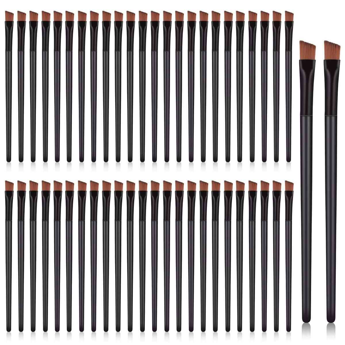 50Pcs Angled Eyebrow & Makeup Brushes Set - Precise, Versatile Flat Tapered Tools