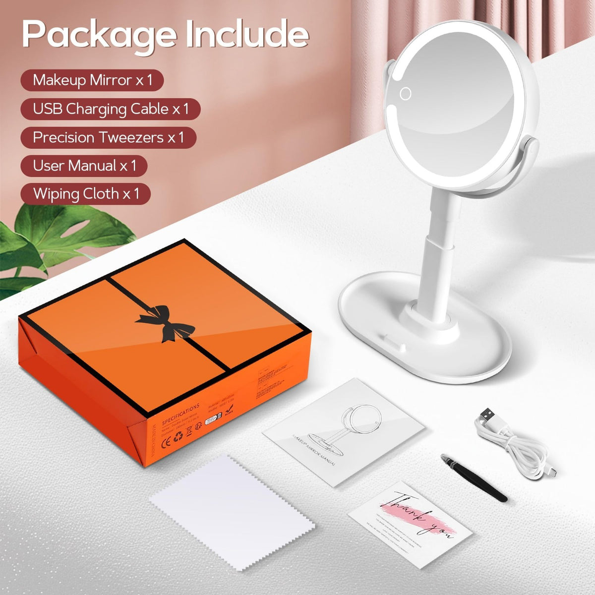 Rechargeable Illuminated Vanity Mirror with 30X Magnification & 3 Lighting Modes