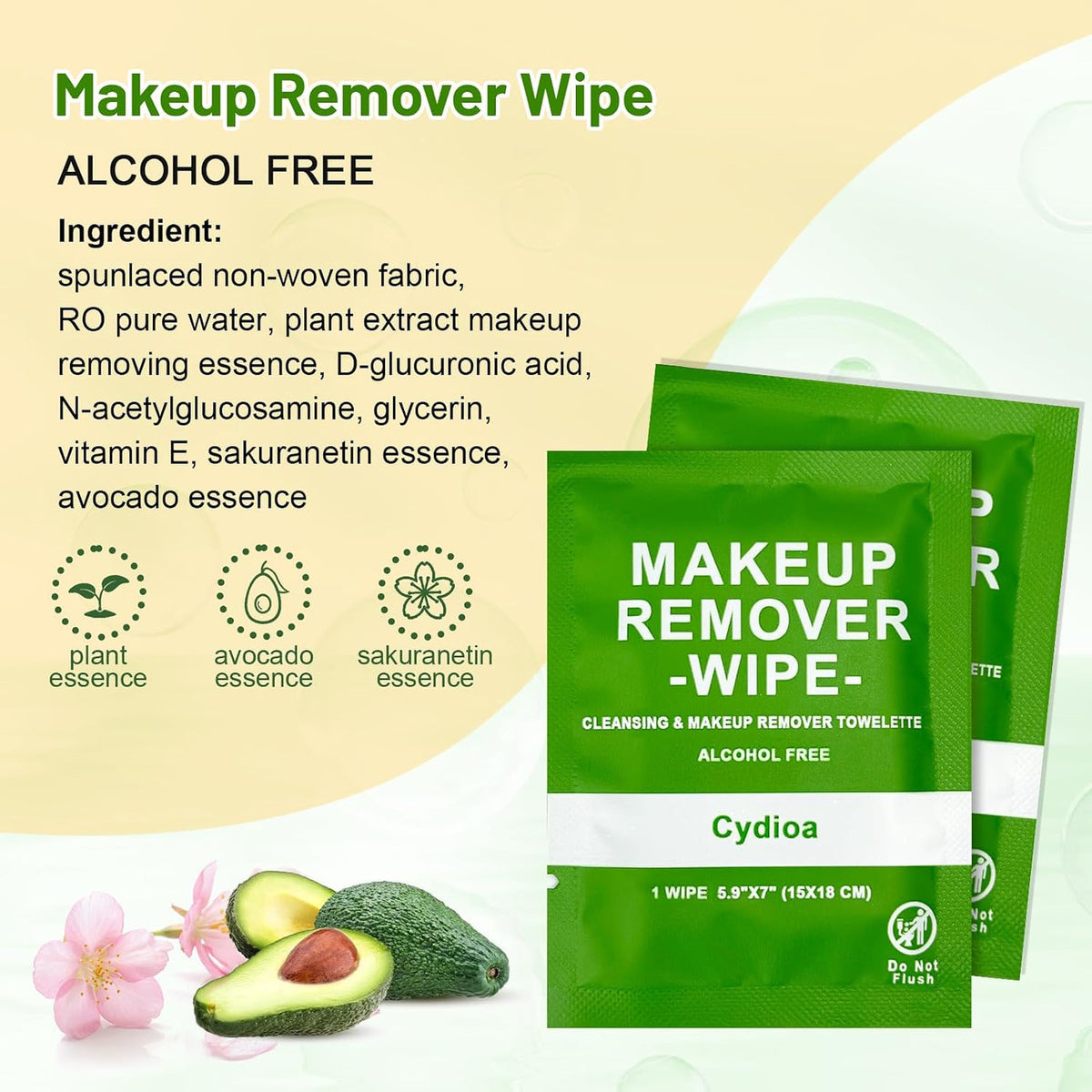 Gentle Makeup Remover Wipes Bulk Pack of 50 for Travel & Daily Use