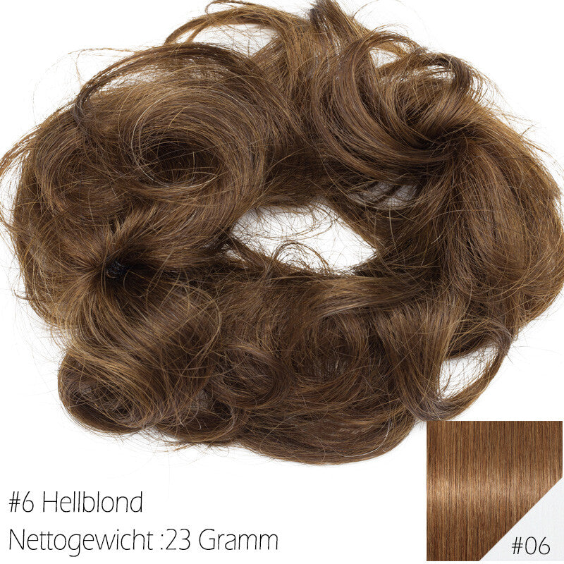 Clip-In Human Hair Bun Extensions Curly & Straight | Messy Hair Piece