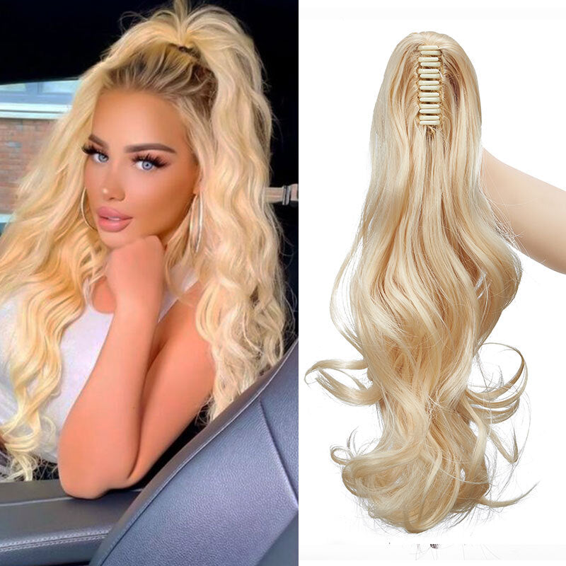 26-Inch Real Human Hair Ponytail Extension with Claw Clip - Thick Hairpiece