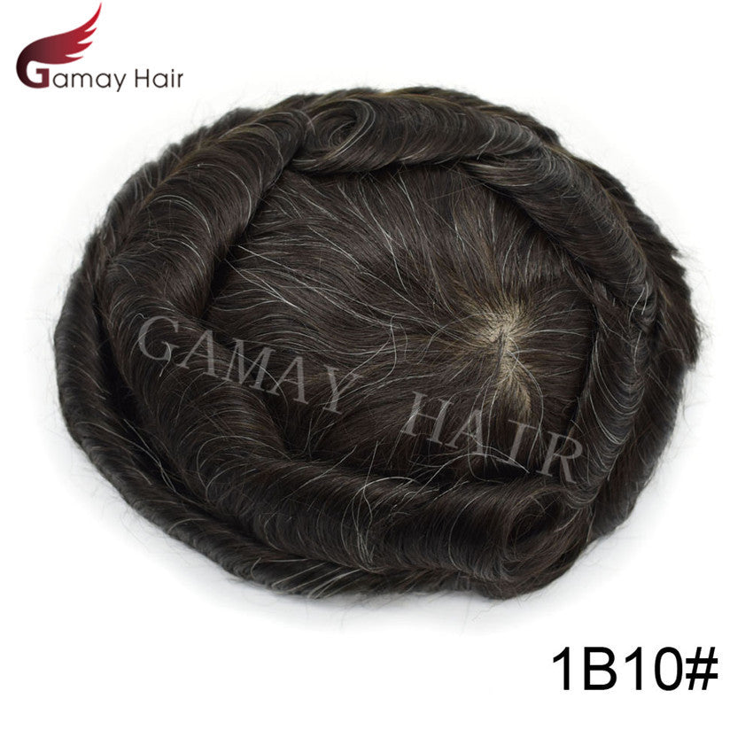 Full Poly Thin Skin Human Hair Toupee for Men - Durable, Invisible, Customizable