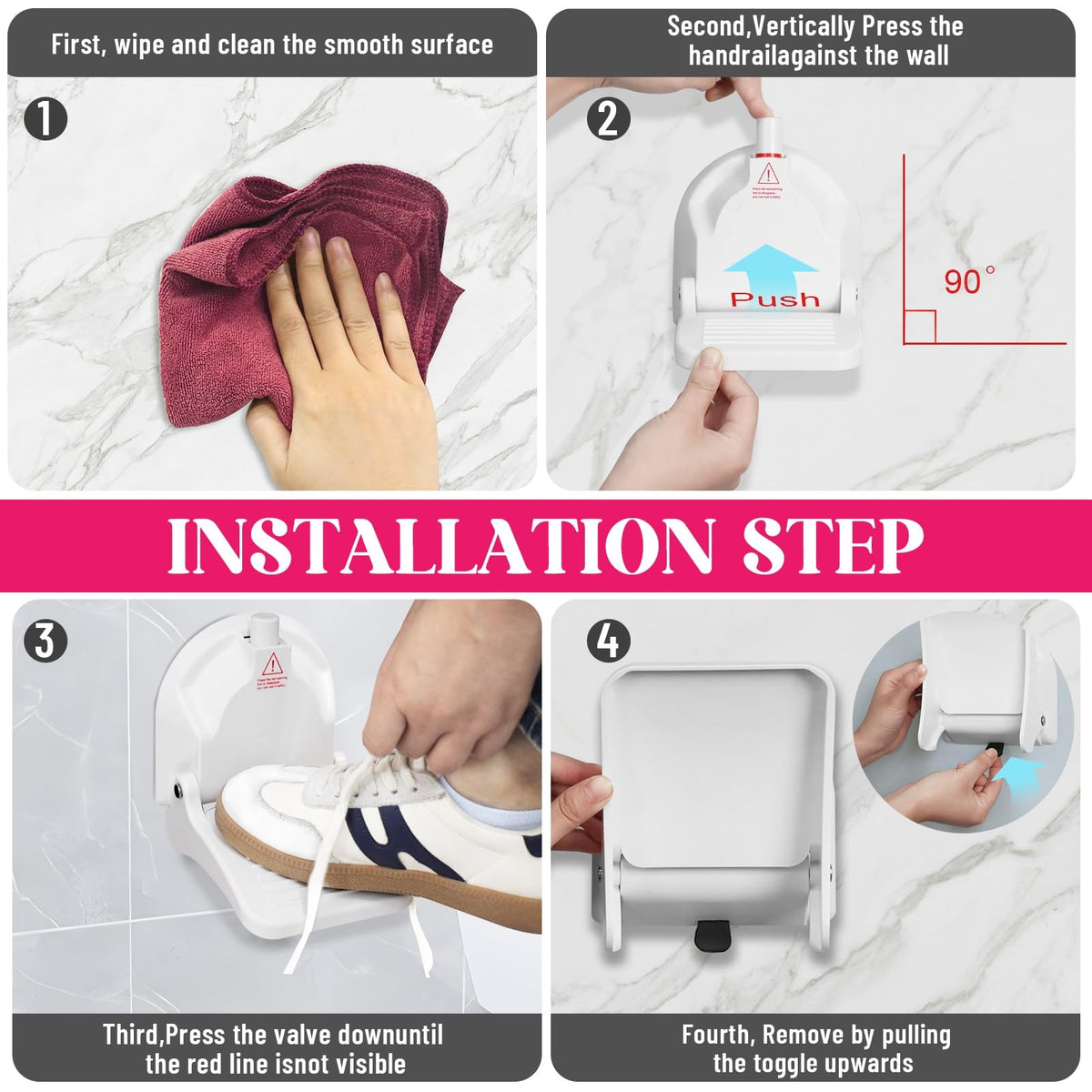Shower Foot Rest with Suction Cup Support – White, 3-inch Diameter