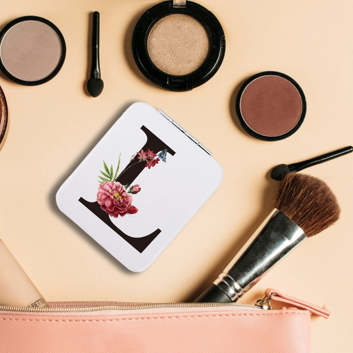 Compact Makeup Mirror Double-Sided with PU Leather Cover - Portable Handheld Reflection