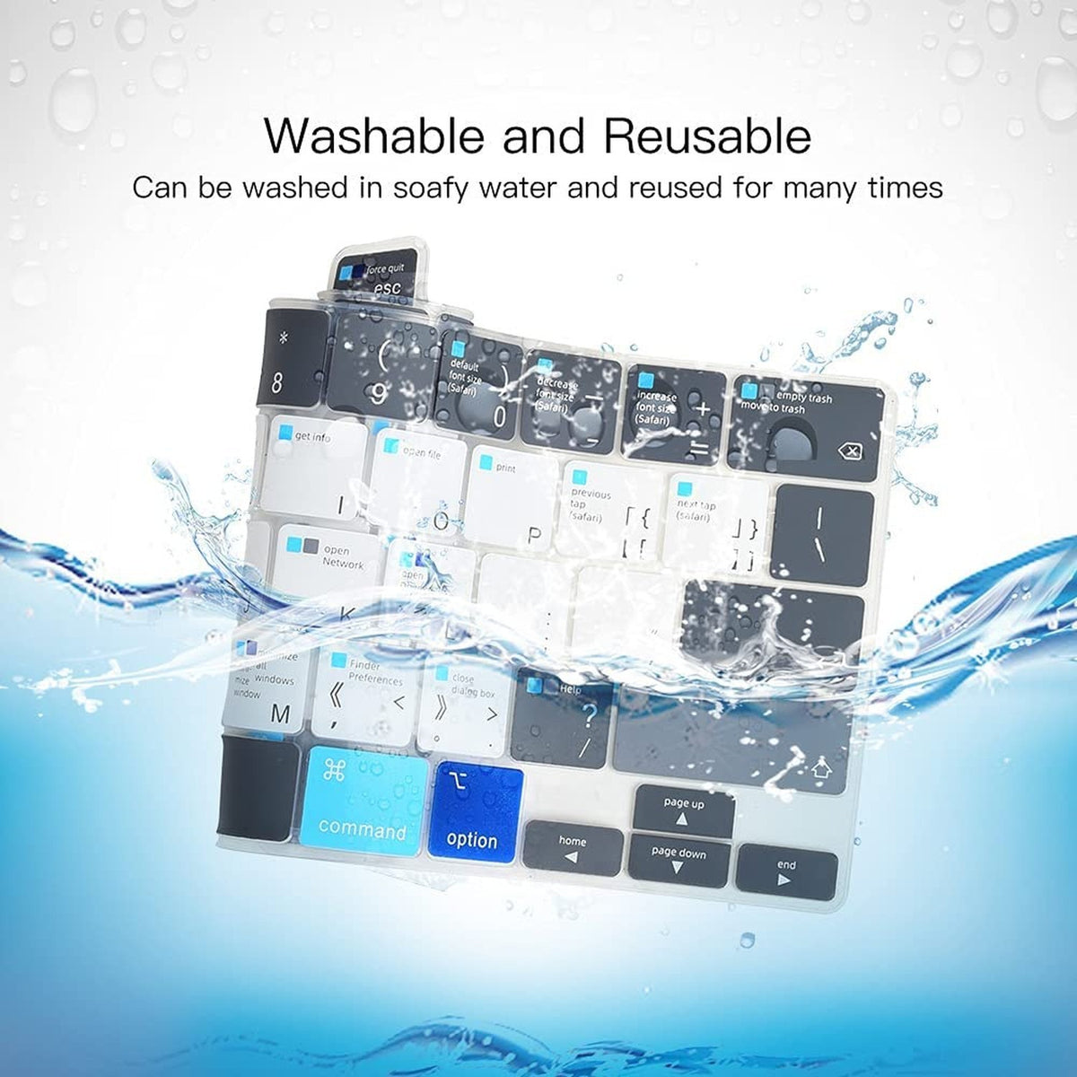 MacBook Pro 13 Keyboard Cover Skin with Shortcuts for 2024 M2 & M1 Models