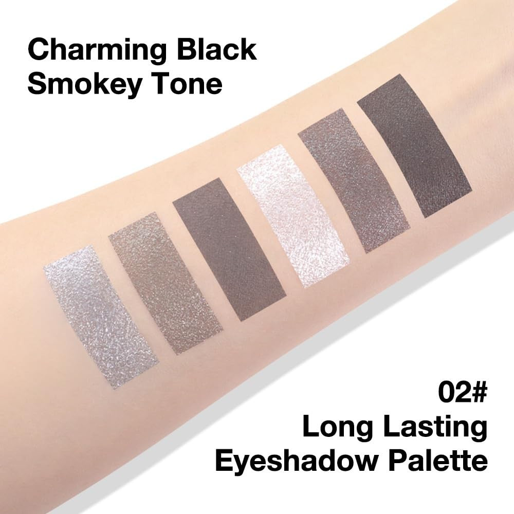 Smokey Grey Eyeshadow Palette - 6 Long-Lasting Shimmer Shades 0.25 oz