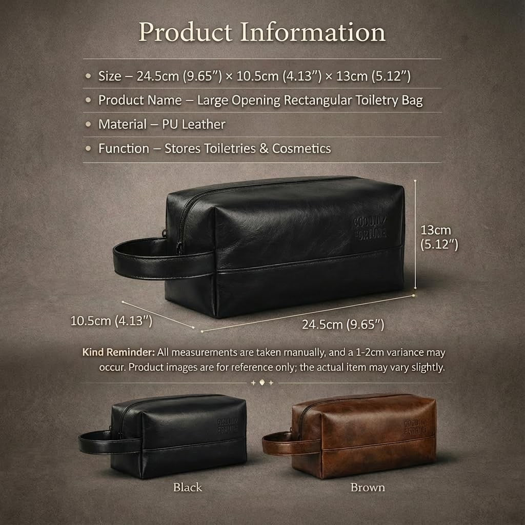 Water-Resistant Men’s Toiletry Bag Dopp Kit with Large Opening