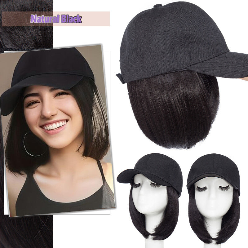 Adjustable Baseball Cap Wig with Hair Piece - Short Long Synthetic Hair