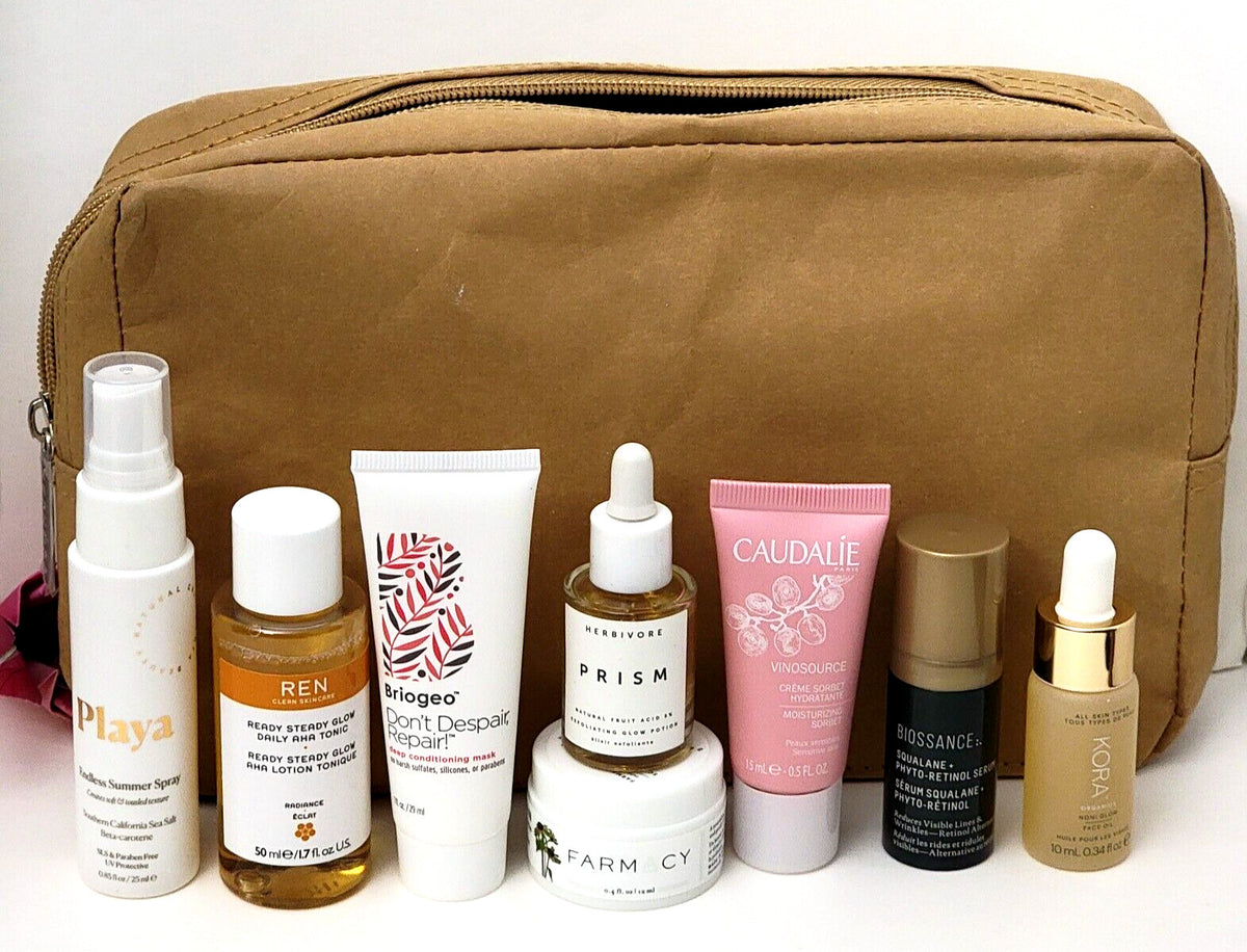 Travel Hair & Skin Care Set with Pouch - 8 Piece Personal Care Kit
