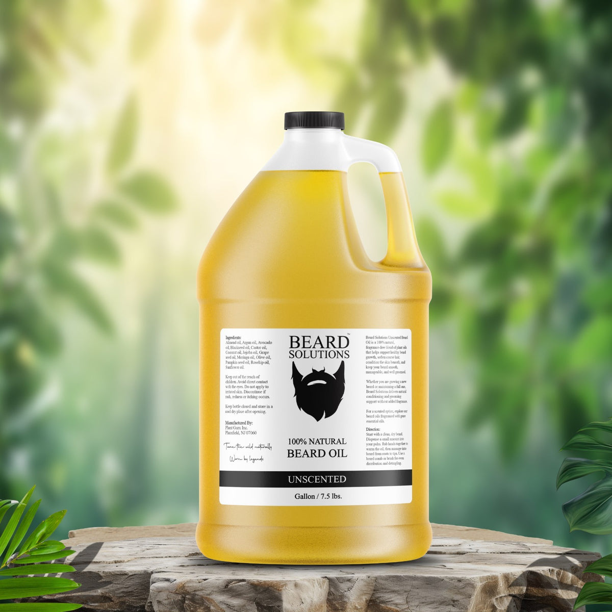 Unscented Beard Oil Gallon - Natural Men’s Hair Growth Serum, 7.5 lbs Bulk
