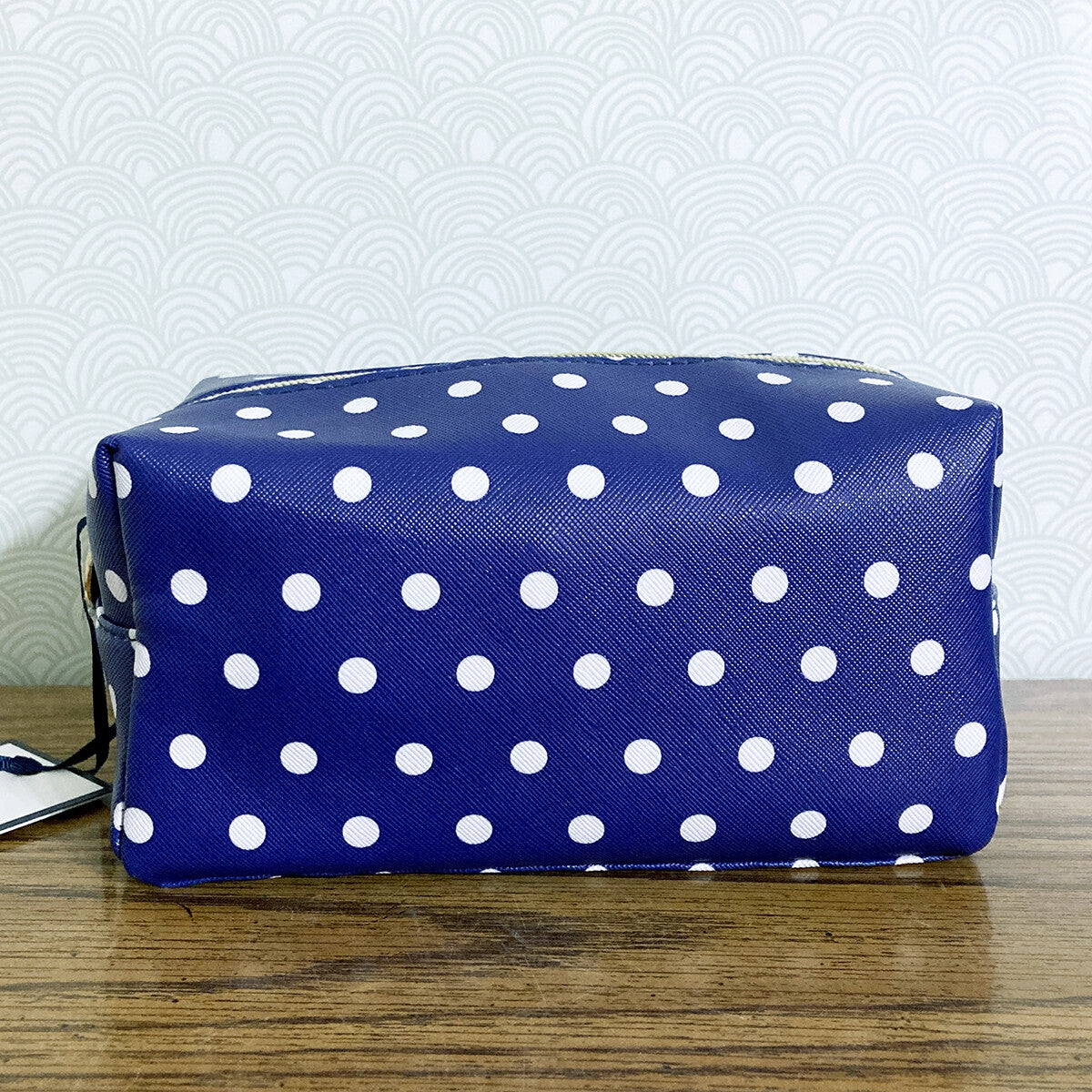 Polka Dot Cosmetic Bag Travel Organizer 7-Inch PVC Blue