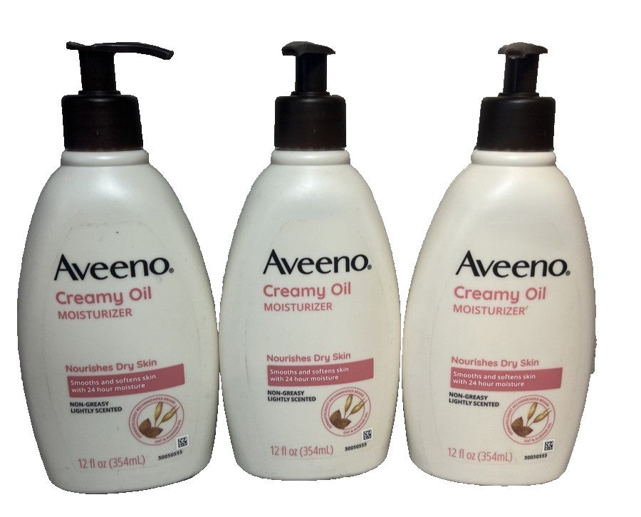 (3) Aveeno Creamy Oil Moisturizer For Dry Skin , 12 fl oz